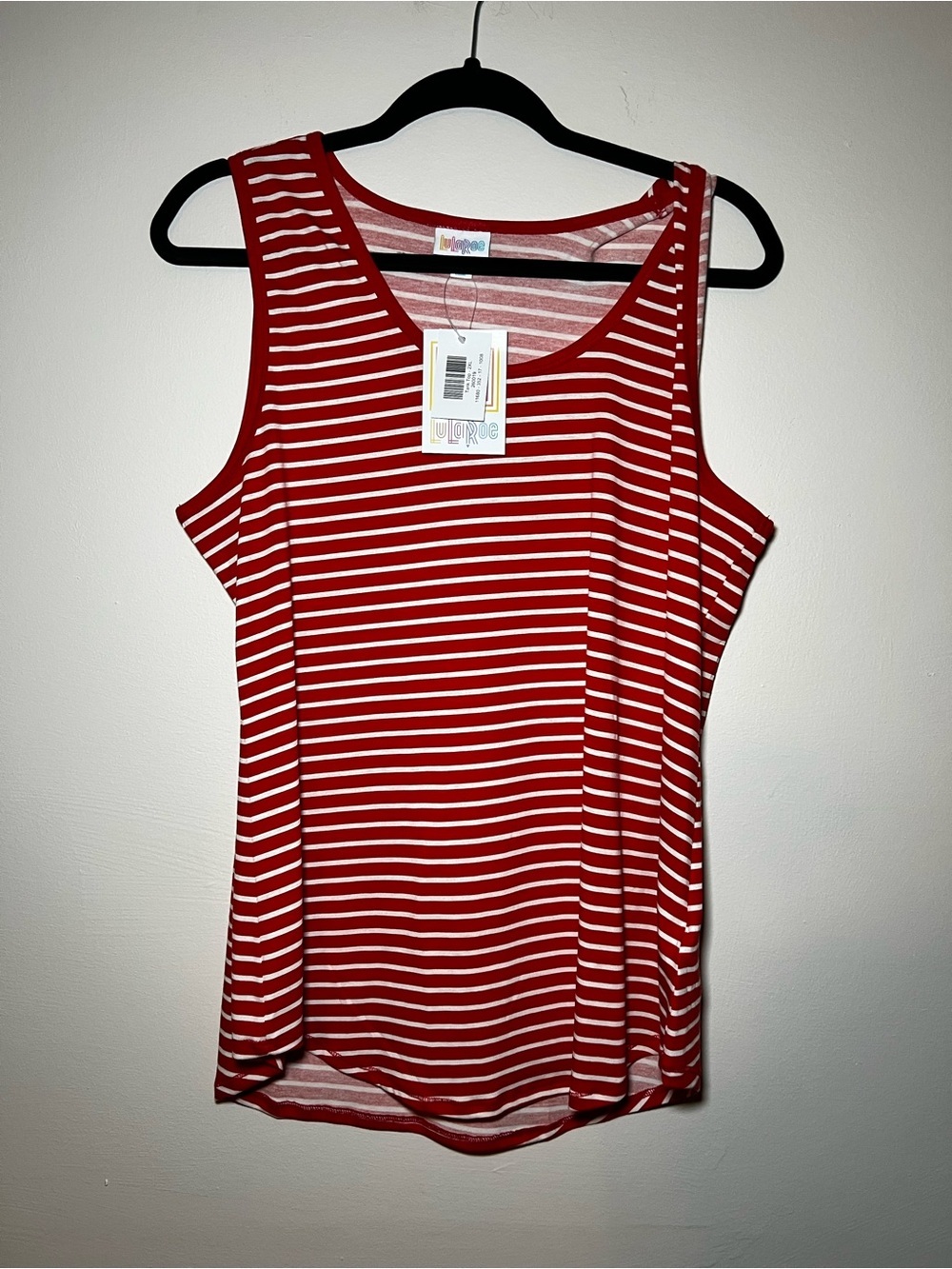 LuLaRoe Red and White Striped Tank Top